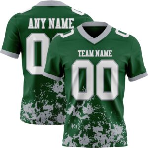 Custom Green White-Gray 3D Pattern Splash Authentic Football Jersey