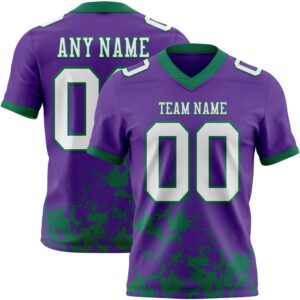 Custom Purple White-Kelly Green 3D Pattern Splash Authentic Football Jersey
