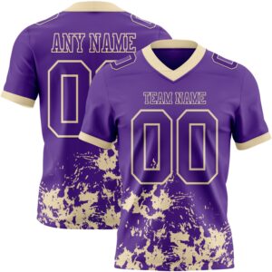 Custom Purple White-Cream 3D Pattern Splash Authentic Football Jersey
